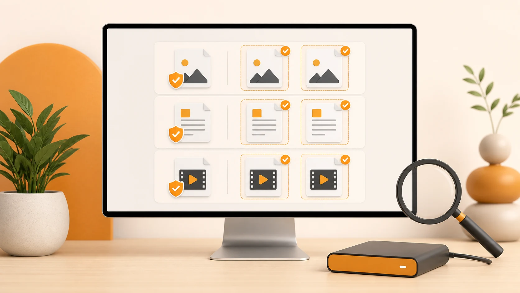 Duplicate photos, documents, and videos grouped for review on a Windows computer before extra copies are removed
