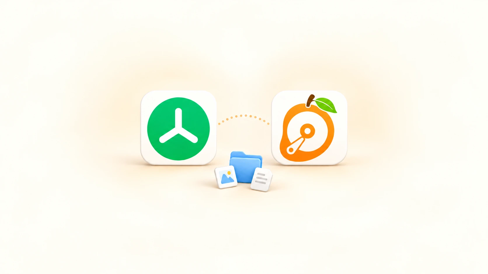 TreeSize and MangoDisk icons side by side, with a small blue folder and file cards below